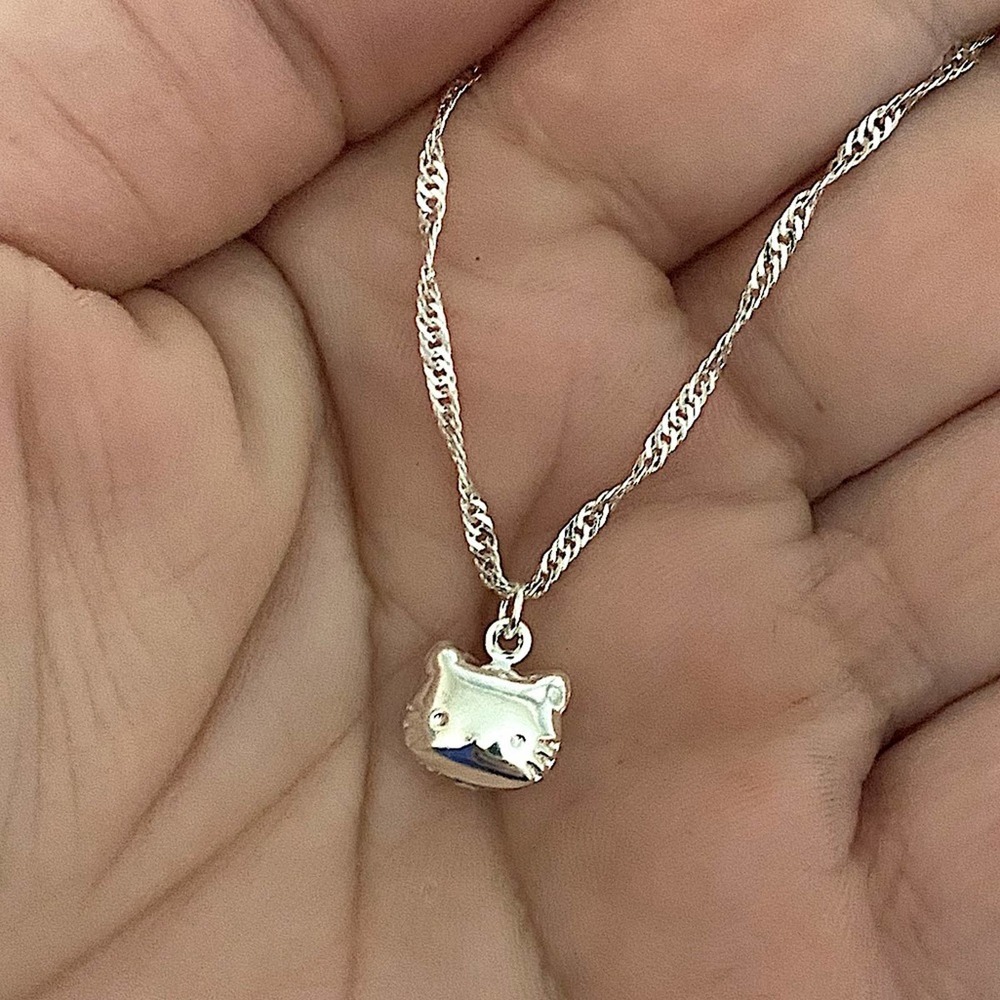 Hello Kitty Sterling Silver Pendant Handmade Necklace